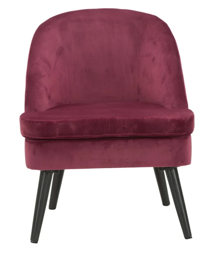 Poltrona moderna imbottita e rivestita tessuto colore bordeaux design moderno