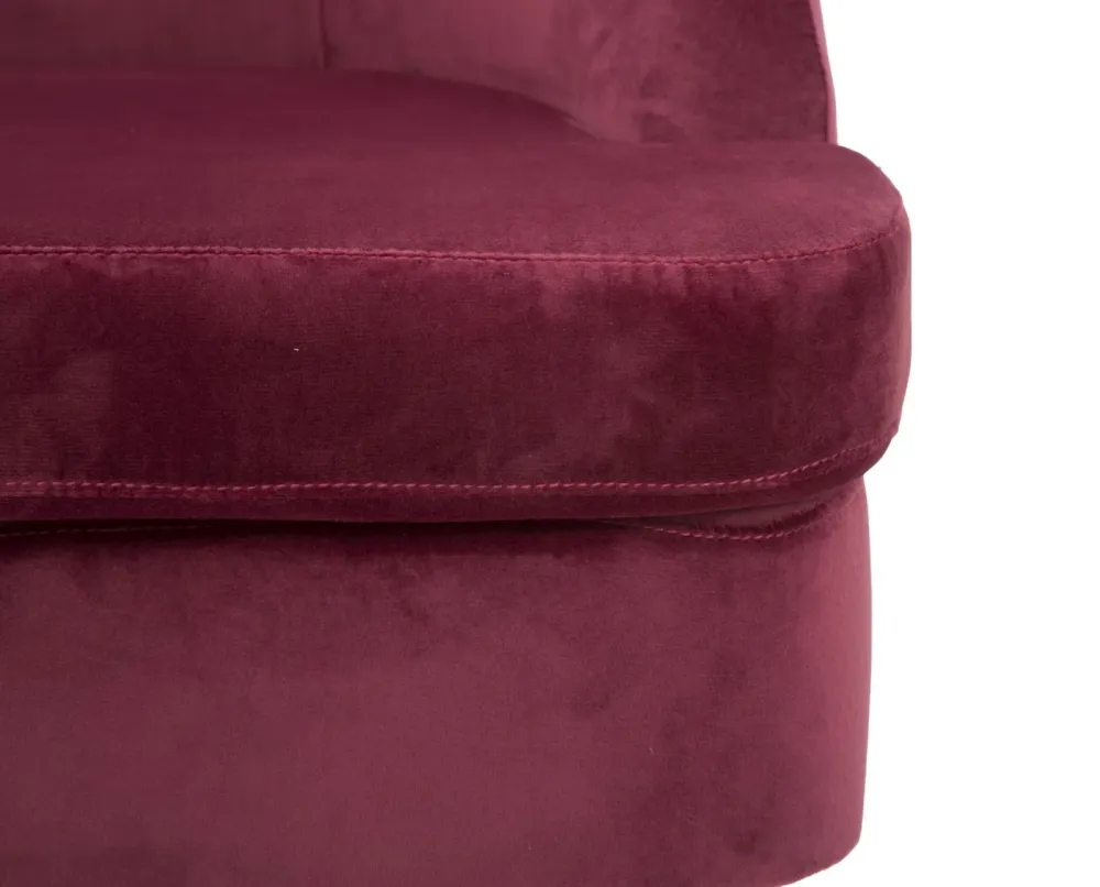 Poltrona moderna imbottita e rivestita tessuto colore bordeaux design moderno