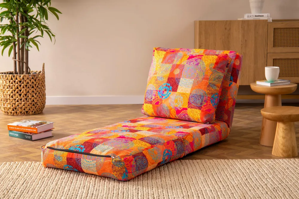Poltrona moderna letto pieghevole rivestimento tessuto fantasia cm 60x68x62h