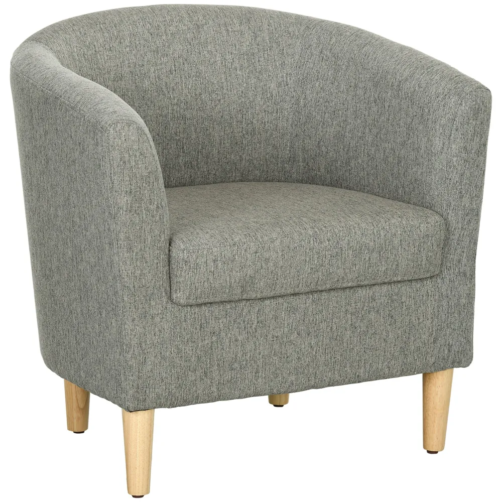 Poltrona Moderna Pozzetto 74x63x73 cm Tessuto Effetto Lino Grigio