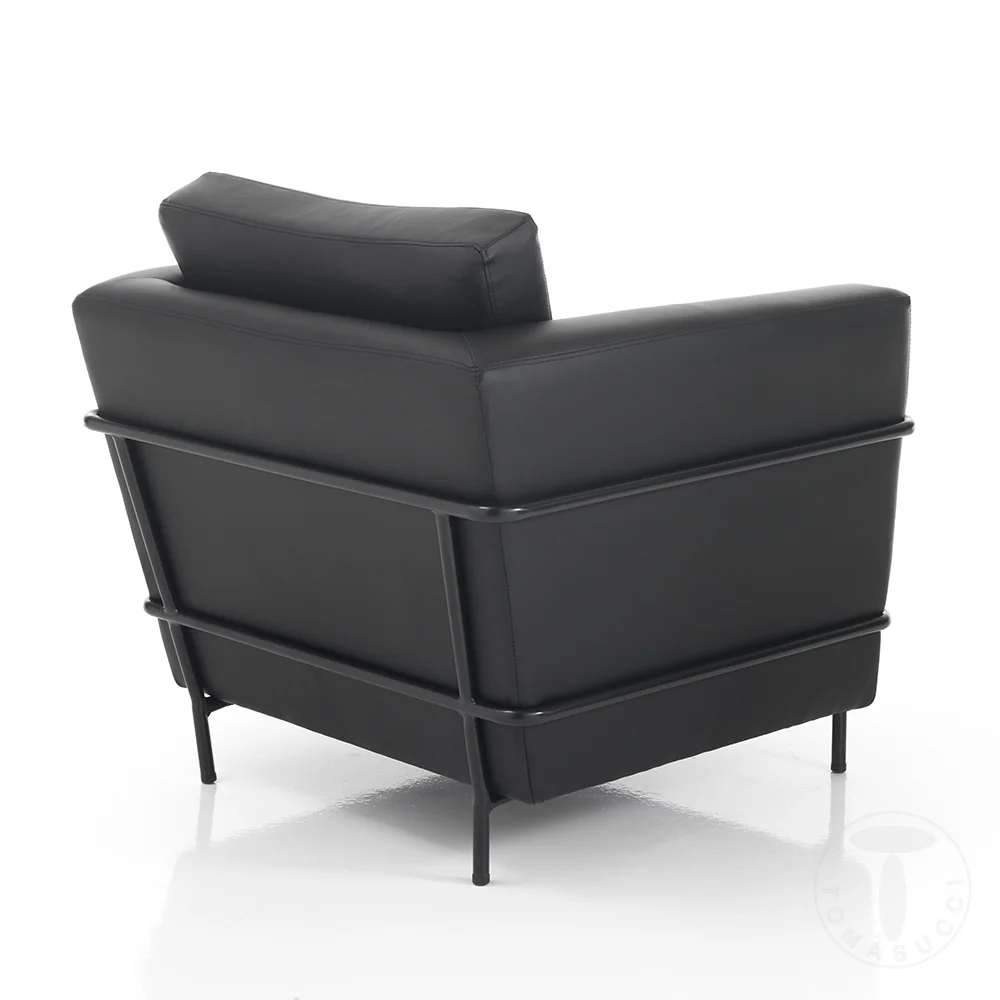Poltrona moderna da ufficio imbottita rivestita similpelle nero cm 75x80x75h
