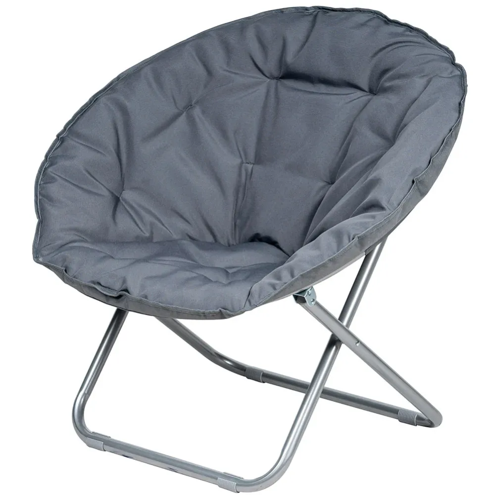 Poltrona Moon Con Schienale Imbottito Pieghevole Acciaio 80x80x70 cm Grigio