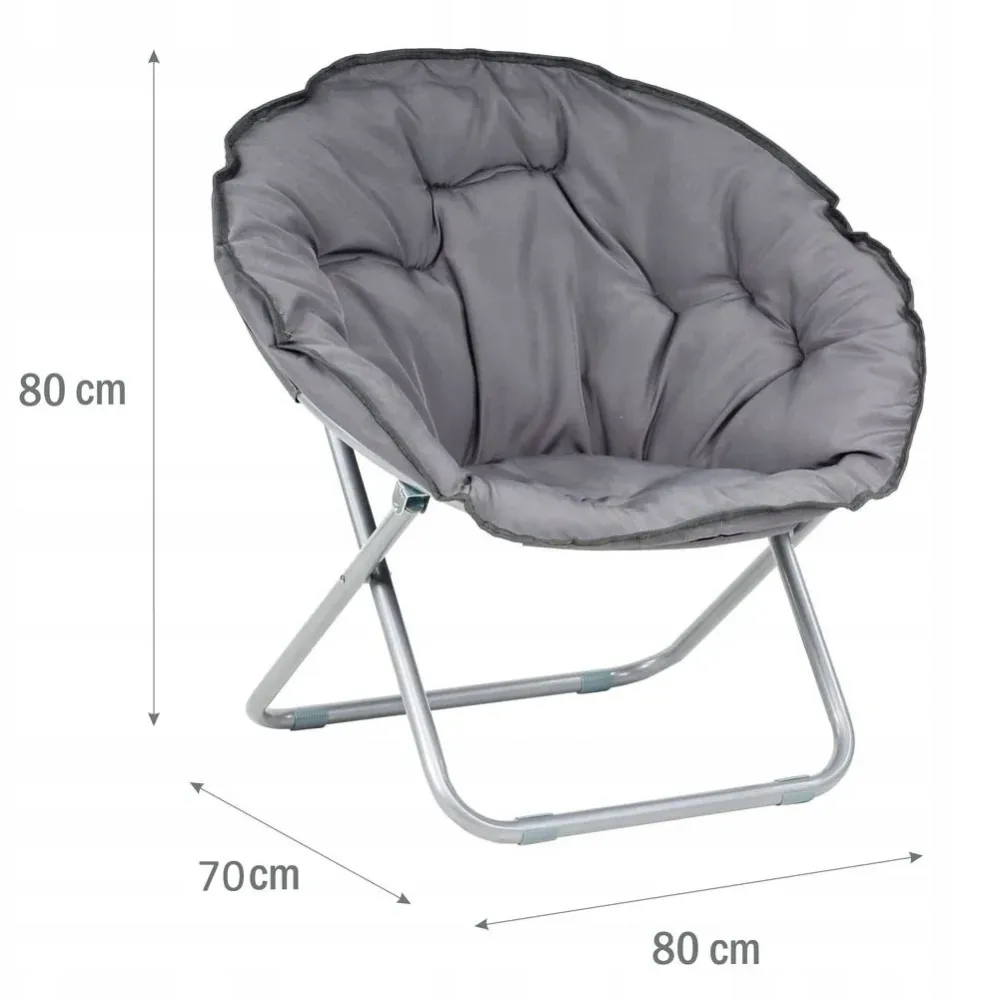 Poltrona Moon Con Schienale Imbottito Pieghevole Acciaio 80x80x70 cm Grigio
