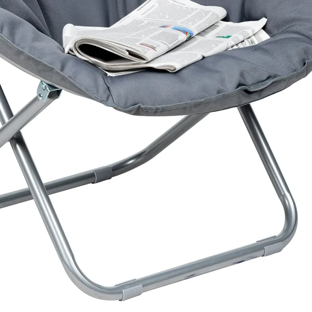 Poltrona Moon Con Schienale Imbottito Pieghevole Acciaio 80x80x70 cm Grigio