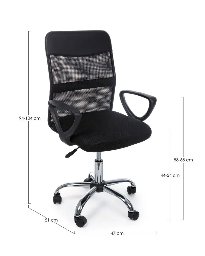 Poltrona "Nairobi" da ufficio ergonomica con braccioli, altezza regolabile, colore nero