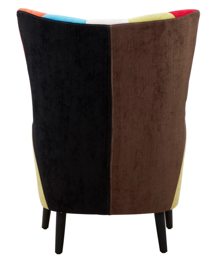 Poltrona patchwork tessuto da salotto camera o soggiorno con gambe legno