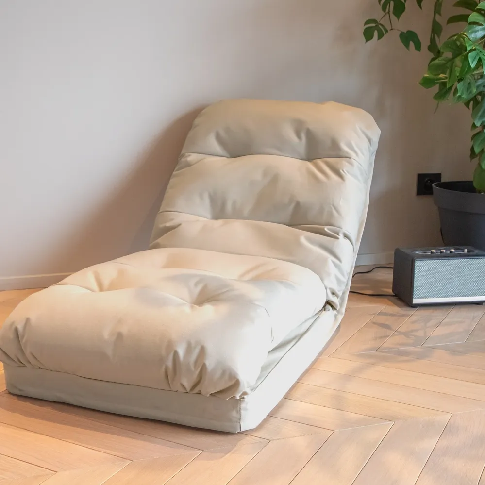 Poltrona da Pavimento Trasformabile Beige - 3 1 (Letto 210x60) & Schienale Regolabile