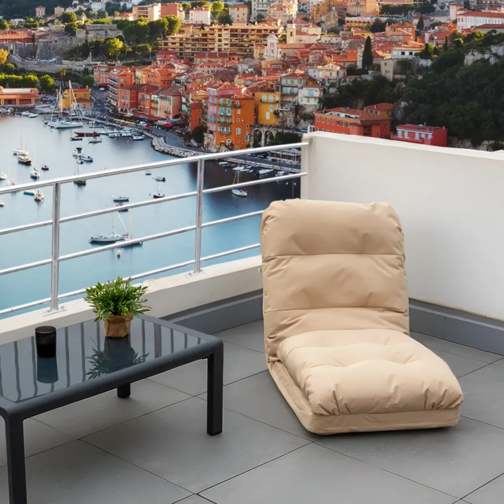 Poltrona da Pavimento Trasformabile Beige - 3 1 (Letto 210x60) & Schienale Regolabile