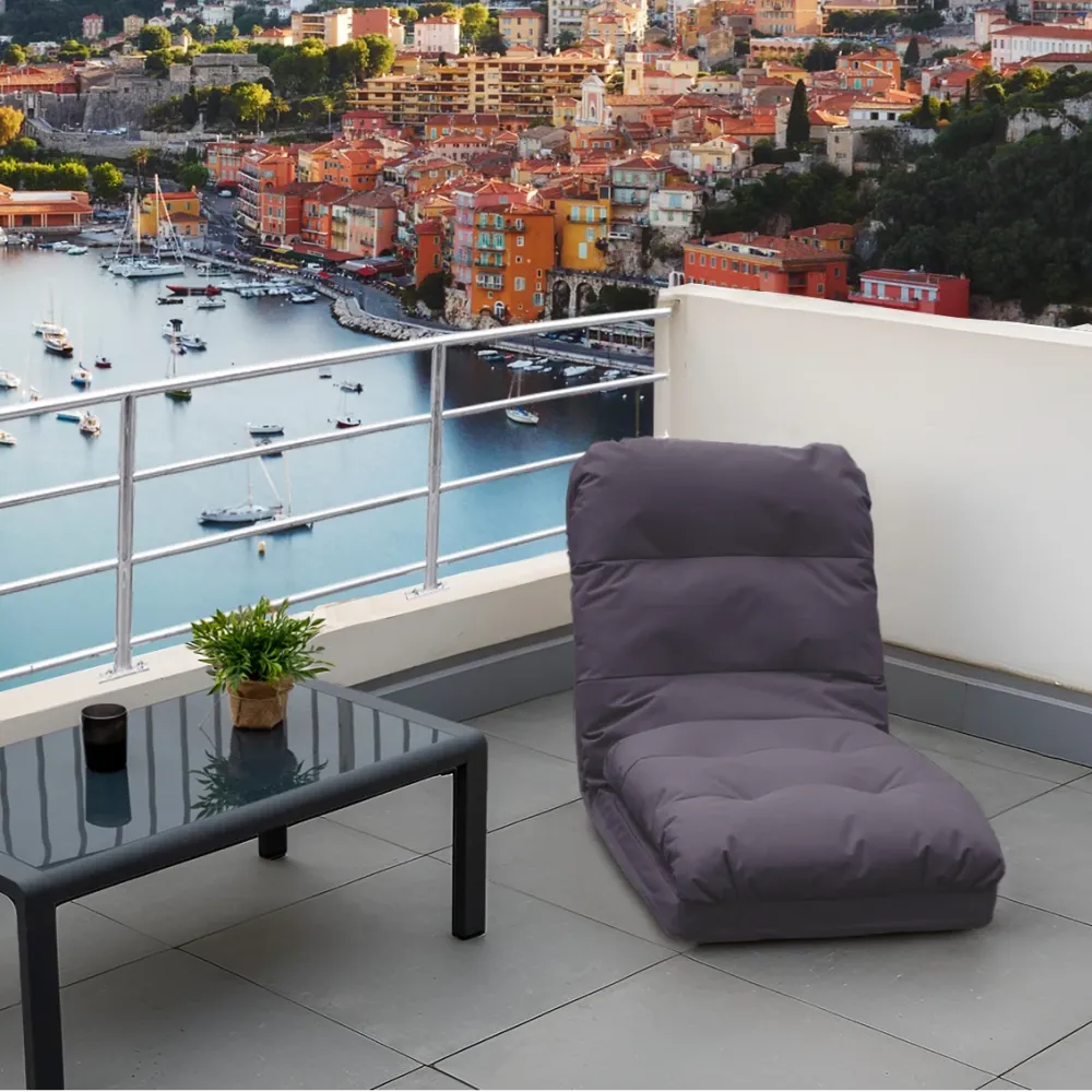 Poltrona da Pavimento Trasformabile Grigio Scuro - 3 1 (Letto 210x60) & Schienale Regolabile