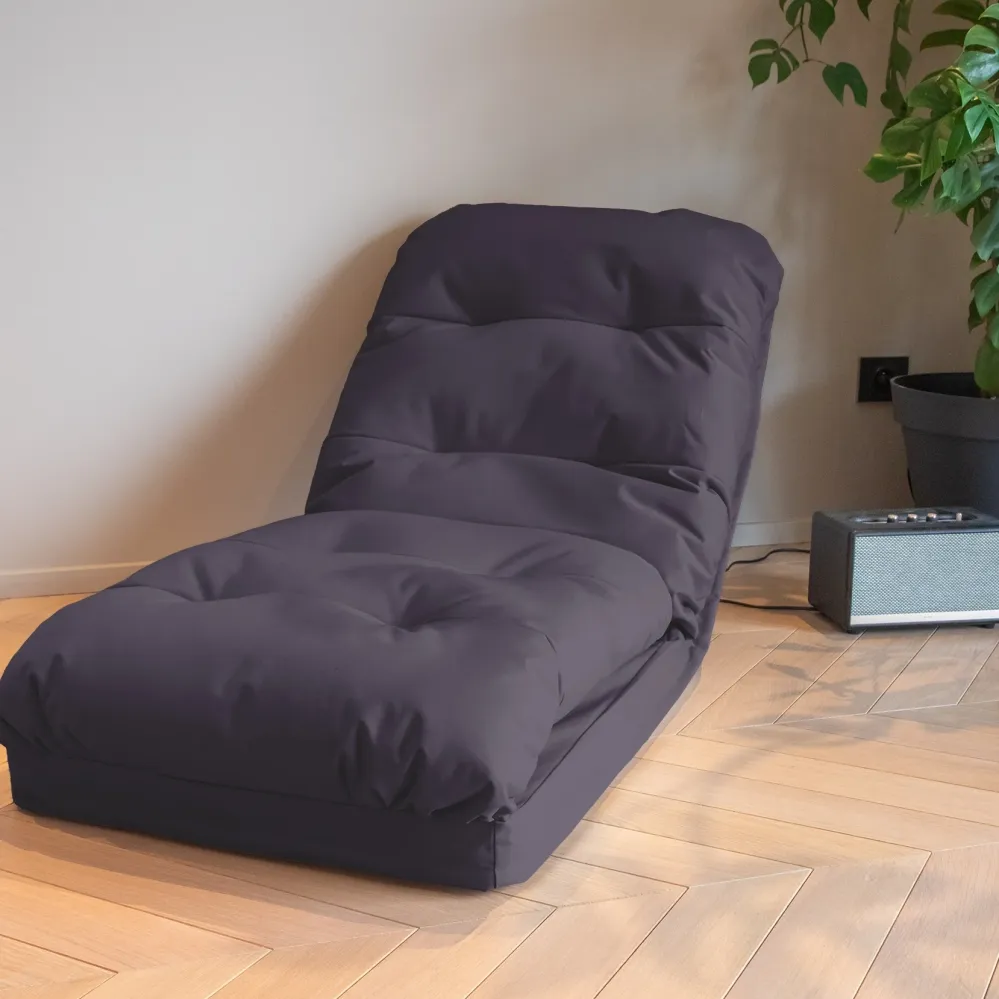 Poltrona da Pavimento Trasformabile Grigio Scuro - 3 1 (Letto 210x60) & Schienale Regolabile