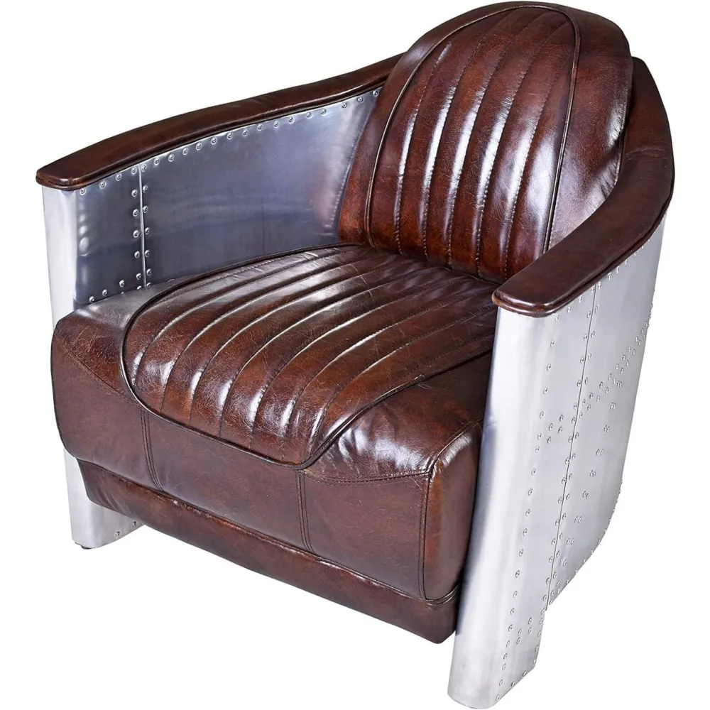 Poltrona pelle design aereo poltrona club poltrona imbottita pelle e metallo Aviator