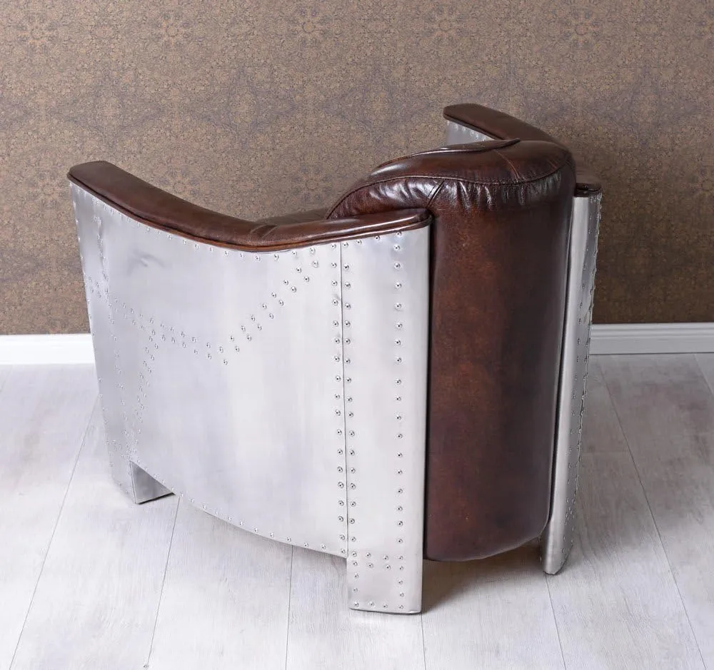 Poltrona pelle design aereo poltrona club poltrona imbottita pelle e metallo Aviator