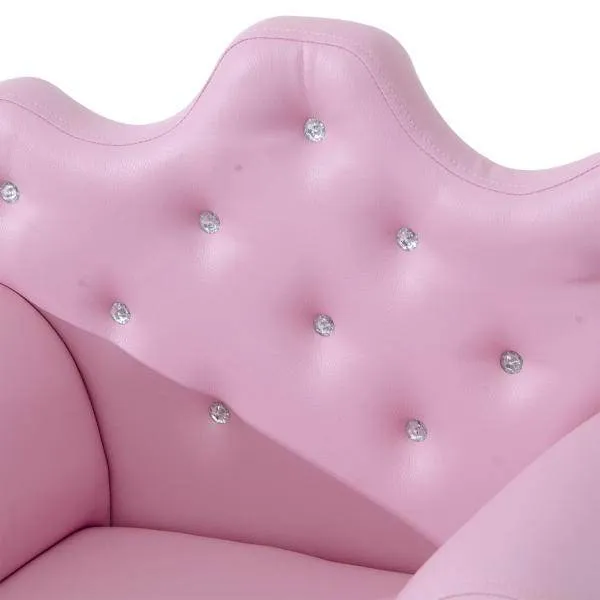 Poltrona per bambini Divano per bambini Divano morbido per bambine Bottoni cristallo Sgabello Rosa