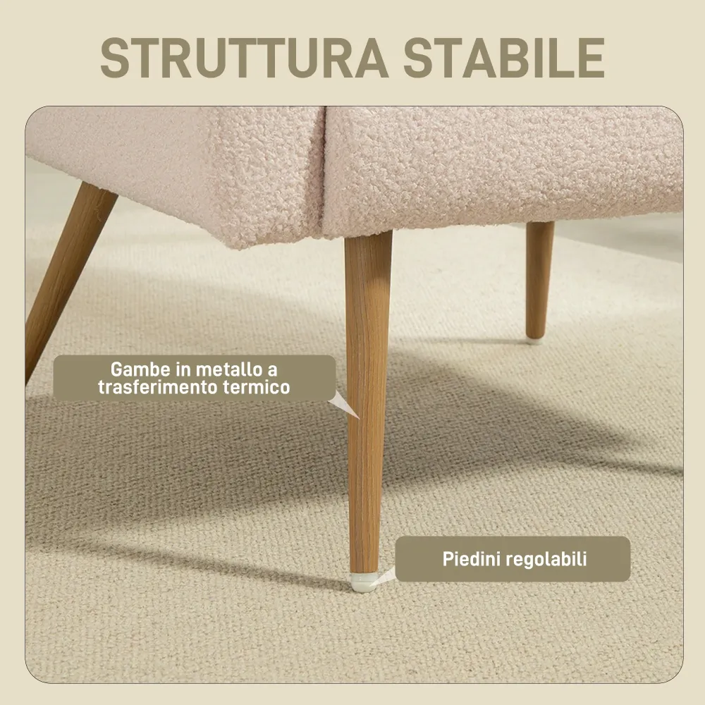 Poltrona per Salotto Moderna 77x77x83 cm con Cuscino Lombare Sfoderabile Tessuto Teddy Beige