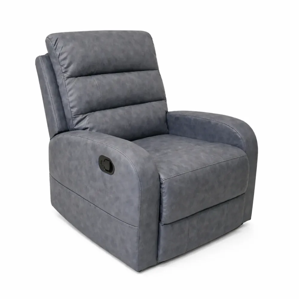 Poltrona "Phoenix" con recliner manuale e rivestimento tessuto grigio per interno