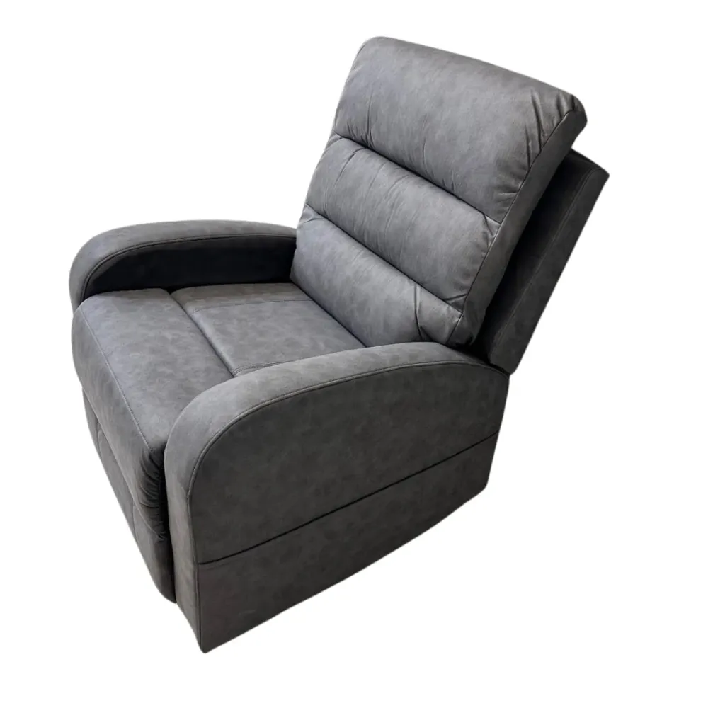 Poltrona "Phoenix" con recliner manuale e rivestimento tessuto grigio per interno