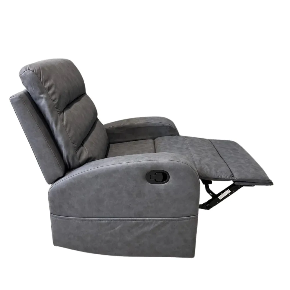 Poltrona "Phoenix" con recliner manuale e rivestimento tessuto grigio per interno
