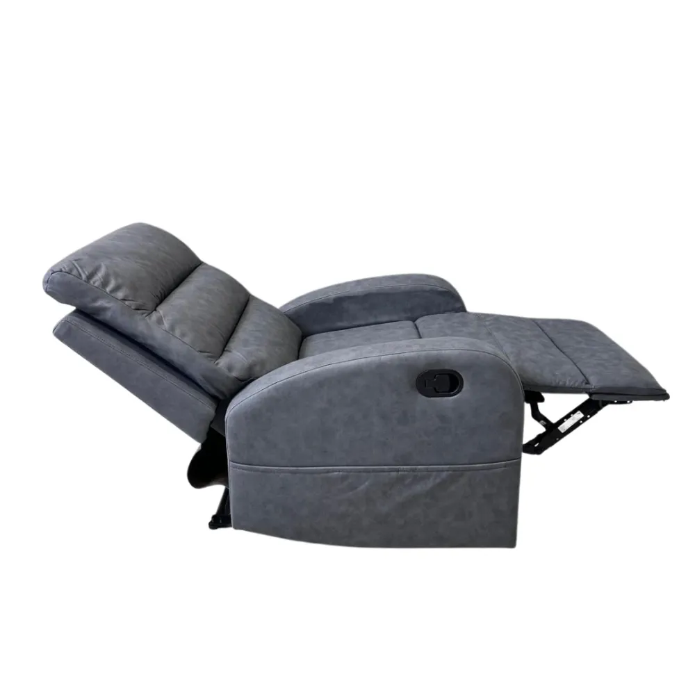 Poltrona "Phoenix" con recliner manuale e rivestimento tessuto grigio per interno