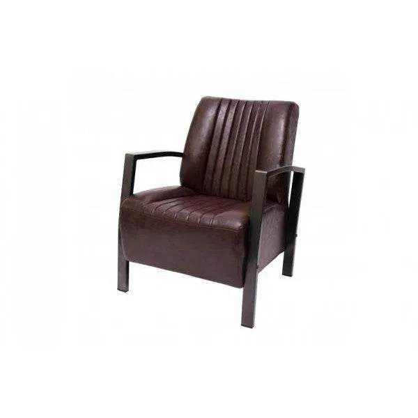 Poltrona Poltrona Imbottita Poltrona Relax, Metallo Design Industriale - marrone vintage