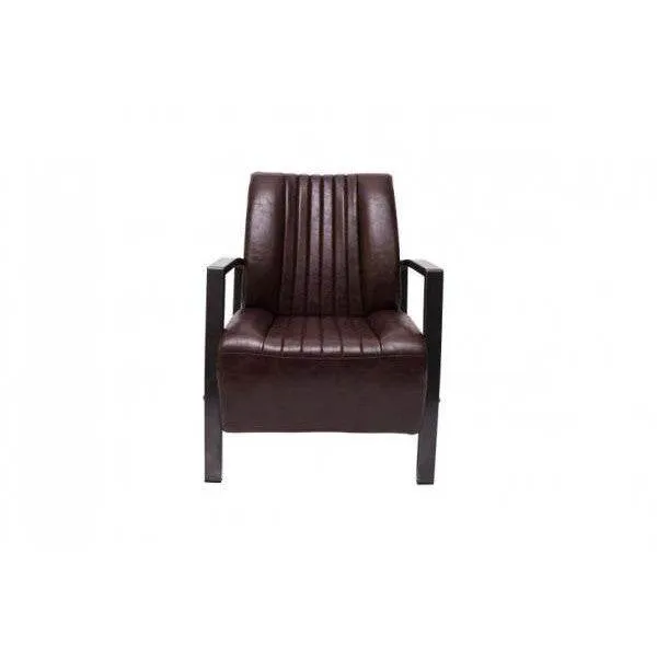 Poltrona Poltrona Imbottita Poltrona Relax, Metallo Design Industriale - marrone vintage