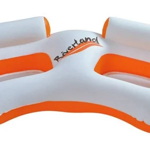 Poltrona 2 Posti Gonfiabile 216x104x48 cm Acciaio Bianco e Arancione