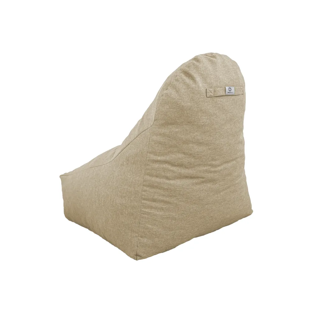 Poltrona Pouf XXL 120x90 Beige - Tissu Effetto Lino e Schiuma (Comfort Salotto)