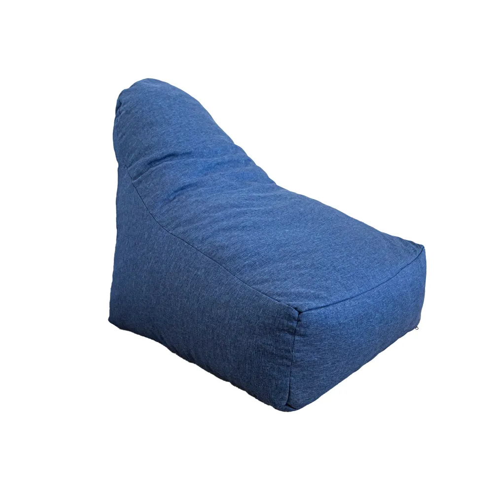 Poltrona Pouf XXL 120x90 Blu Indaco - Tissu Effetto Lino e Schiuma (Comfort Salotto)