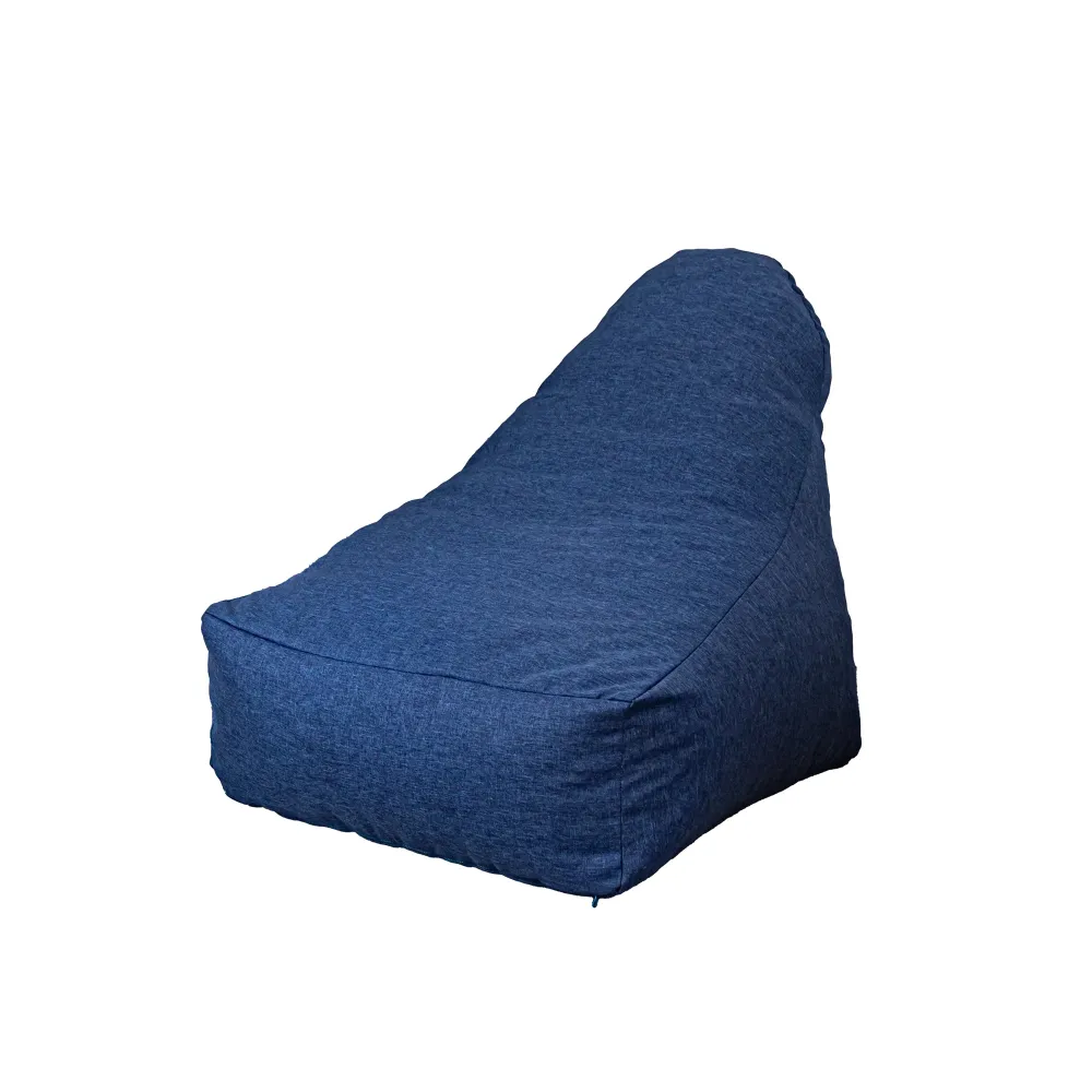 Poltrona Pouf XXL 120x90 Blu Indaco - Tissu Effetto Lino e Schiuma (Comfort Salotto)
