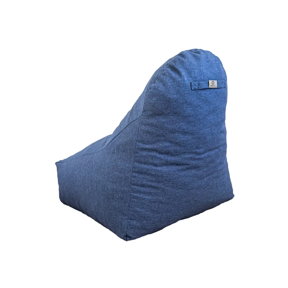 Poltrona Pouf XXL 120x90 Blu Indaco - Tissu Effetto Lino e Schiuma (Comfort Salotto)