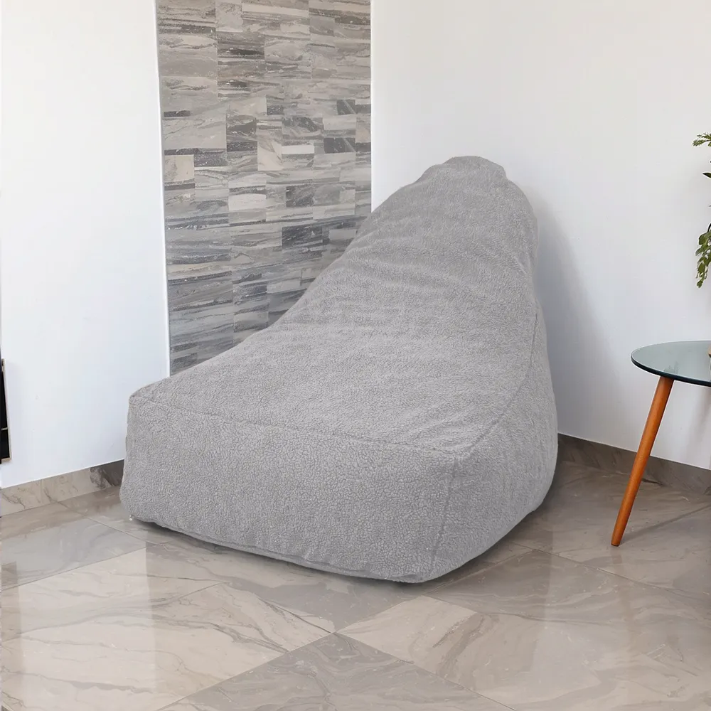 Poltrona Pouf XXL 120x90 Grigio Chiaro - Tessuto Sherpa e Schiuma (Cocon Douceur)