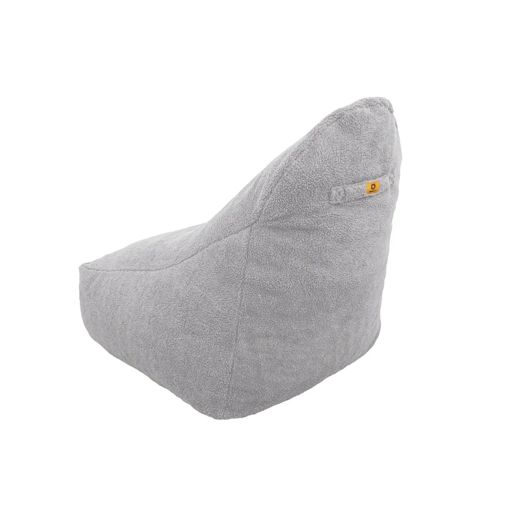 Poltrona Pouf XXL 120x90 Grigio Chiaro - Tessuto Sherpa e Schiuma (Cocon Douceur)
