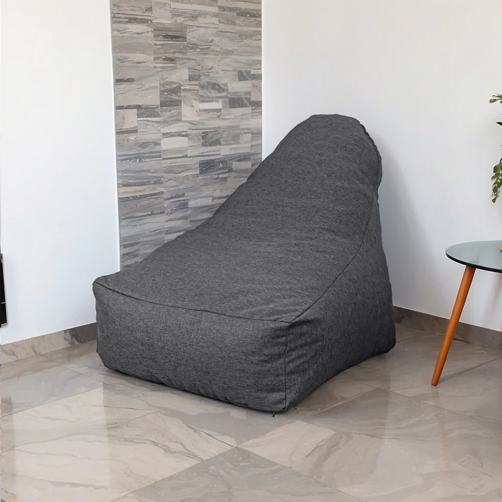 Poltrona Pouf XXL 120x90 Grigio Chiné - Tissu Effetto Lino e Schiuma (Comfort Salotto)