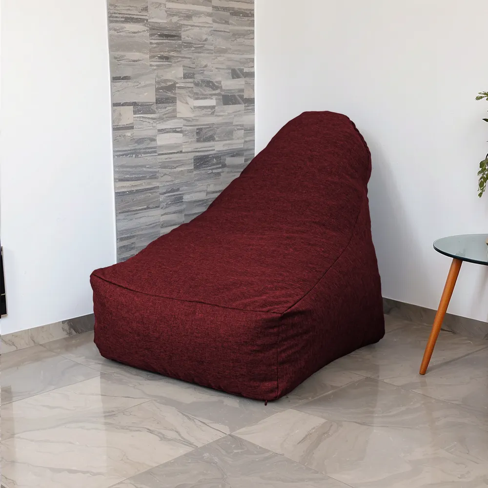 Poltrona Pouf XXL 120x90 Prugna - Tissu Effetto Lino e Schiuma (Comfort Salotto)