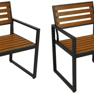 Poltrona RAGUSA, acciaio antracite + acacia oliata, certificata FSC®, 2 pezzi