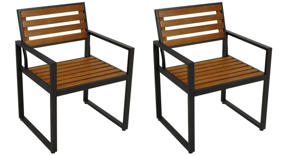 Poltrona RAGUSA, acciaio antracite + acacia oliata, certificata FSC®, 2 pezzi