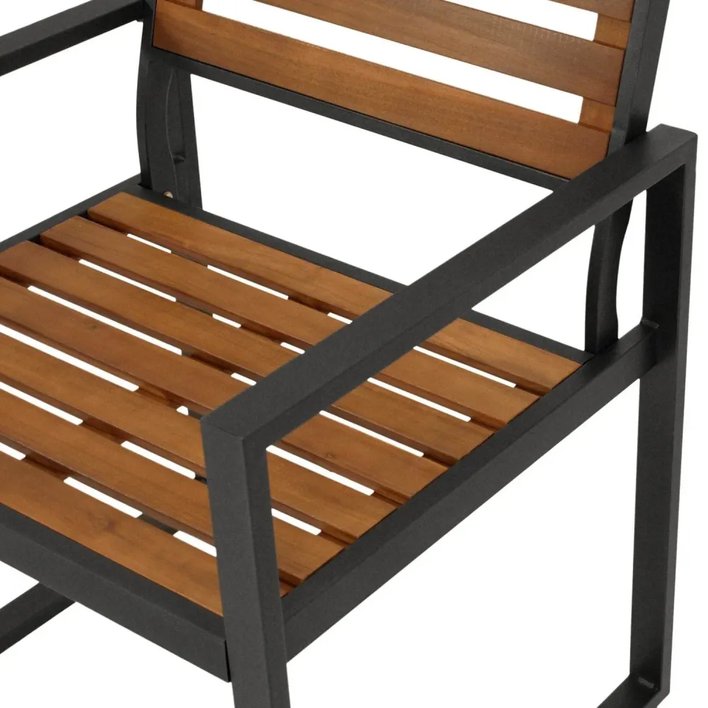 Poltrona RAGUSA, acciaio antracite + acacia oliata, certificata FSC®, 2 pezzi