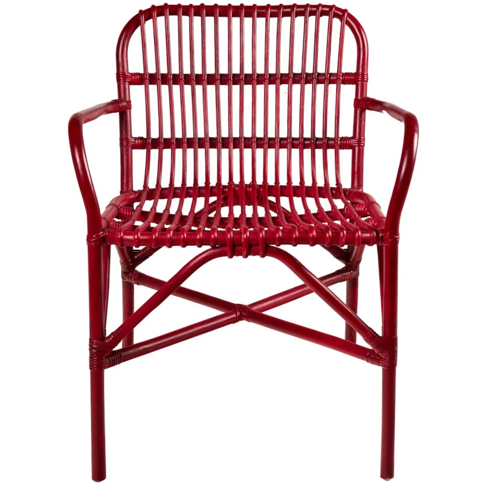 Poltrona rattan naturale rossa