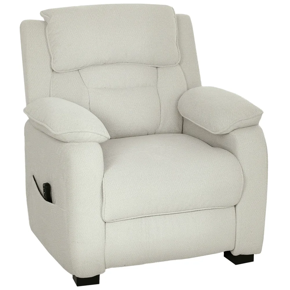 Poltrona Reclinabile 150° con Poggiapiedi Telecomando e Tasca Laterale 96x90x103 cm Effetto Velluto Beige