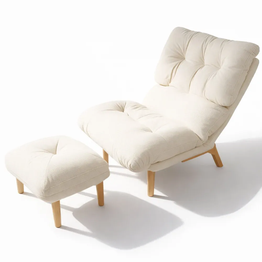 Poltrona Reclinabile con Poggiapiedi Imbottitura Alta Densità Seduta Ergonomica Beige