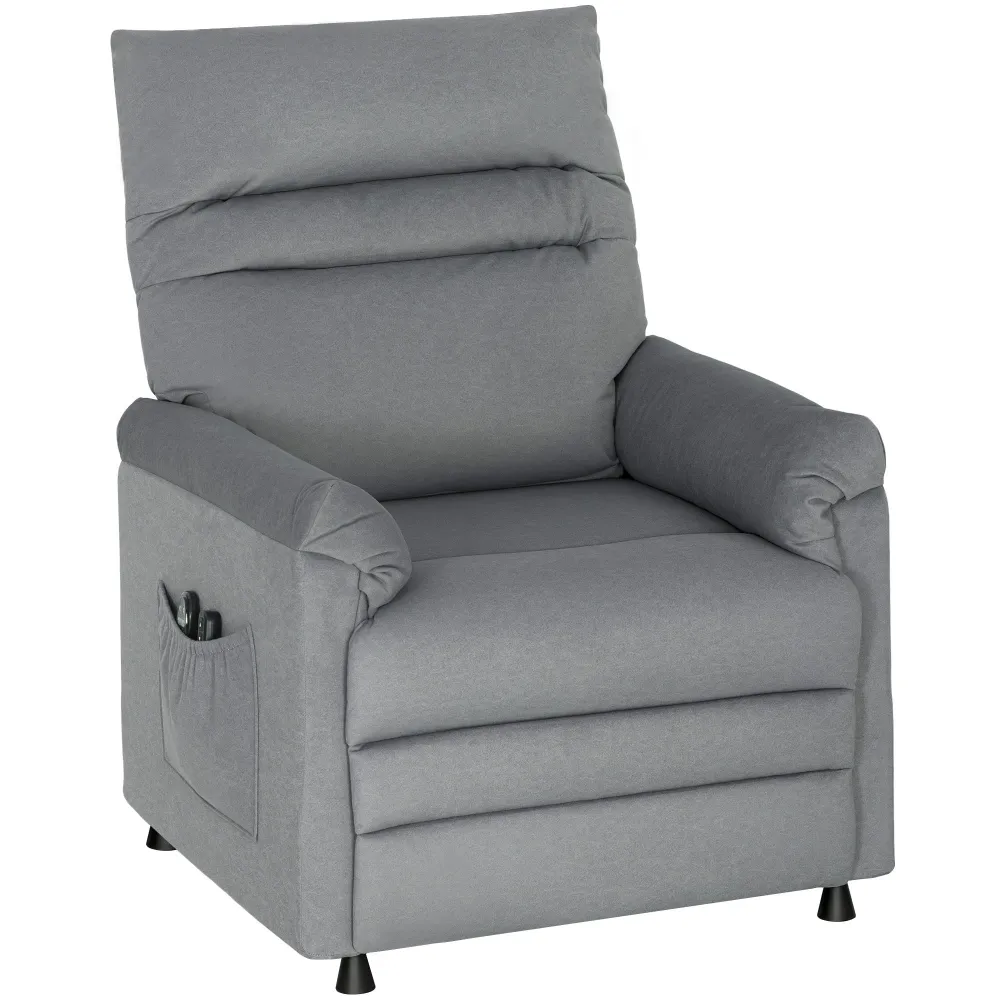Poltrona Reclinabile con Riscaldamento, 8 Punti Massaggio e 5 Modalità 82x99x106 cm Tessuto Effetto Velluto Grigio