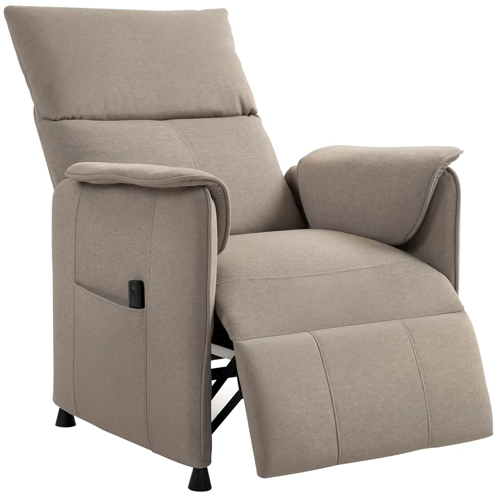 Poltrona Reclinabile Elettrica con Telecomando 80x83x104 cm Tessuto Effetto Velluto Marrone