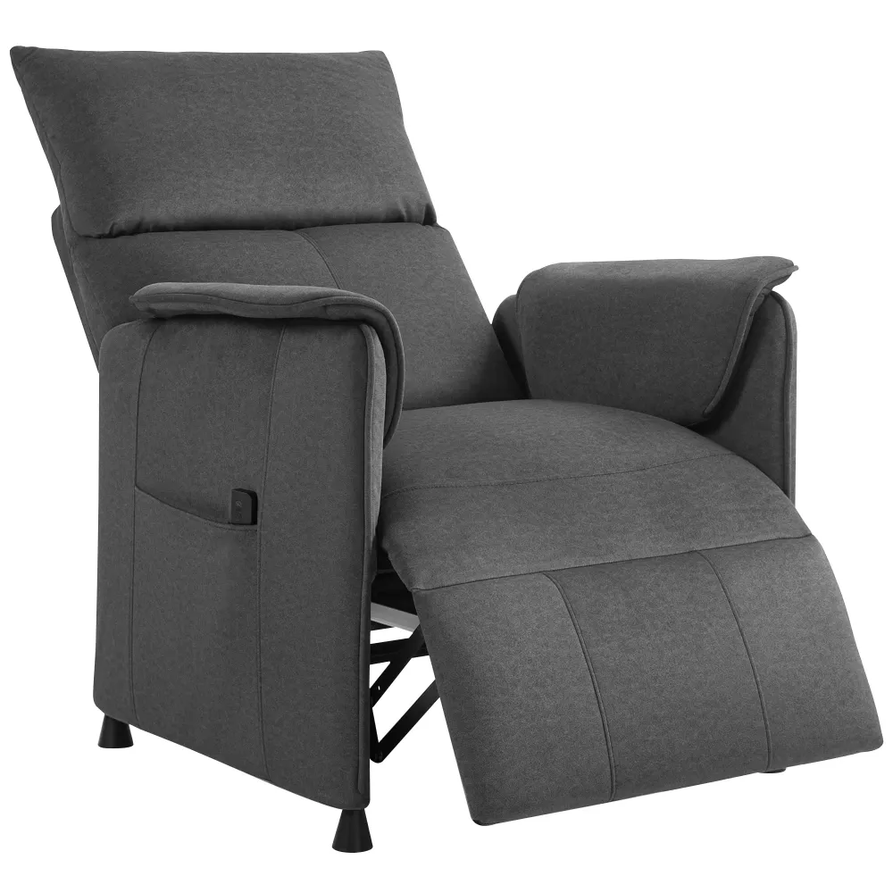 Poltrona Reclinabile Elettrica con Telecomando 80x83x104 cm Tessuto Effetto Velluto Nero
