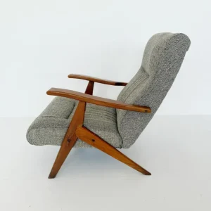 Poltrona reclinabile legno e tessuto – anni '60