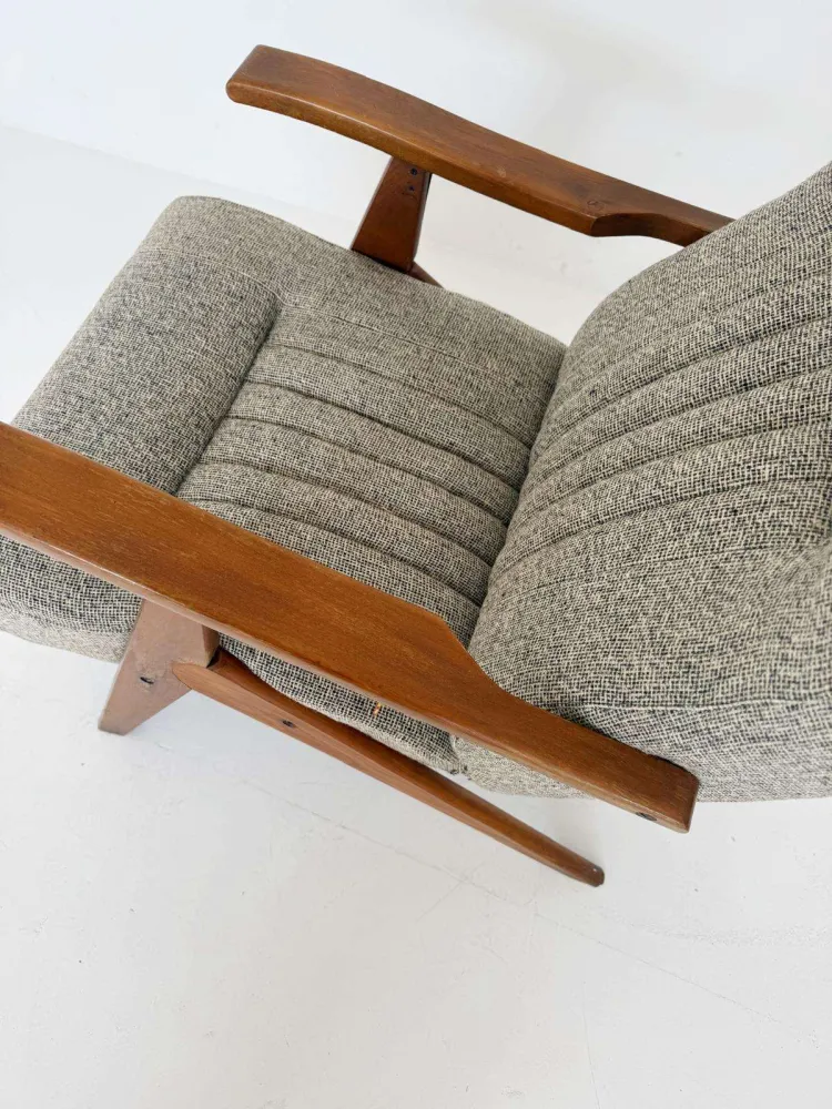 Poltrona reclinabile legno e tessuto – anni '60