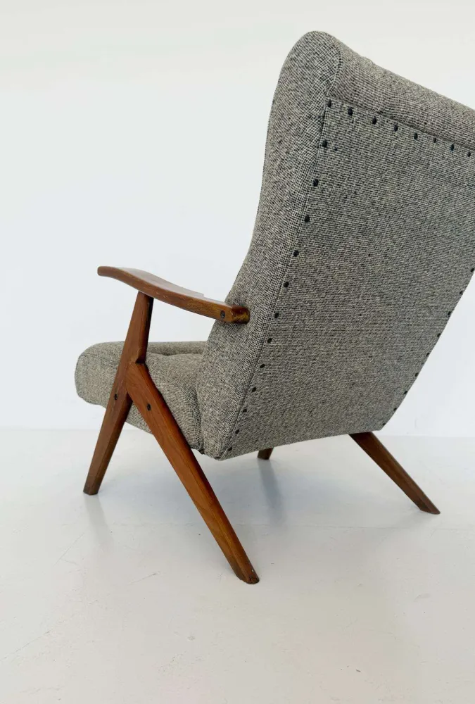 Poltrona reclinabile legno e tessuto – anni '60