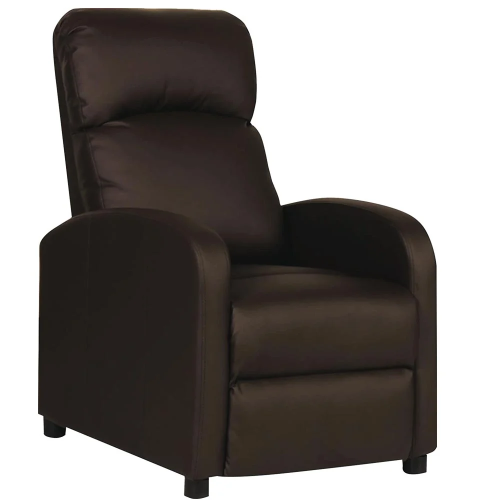 Poltrona Reclinabile Push-Back Manuale Anziani Imbottita Relax Casa Pelle Moro