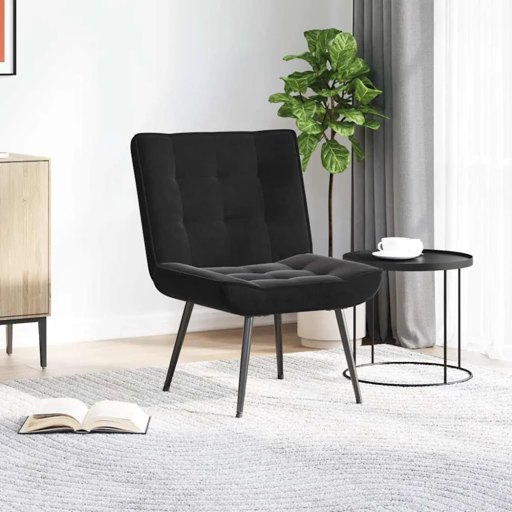 Poltrona Relax 64x74x84 cm Nera Velluto