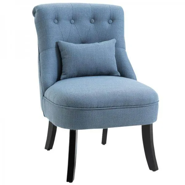 Poltrona relax con cuscino schienale Poltrona TV Poltrona Piedini rialzati Lino Blu