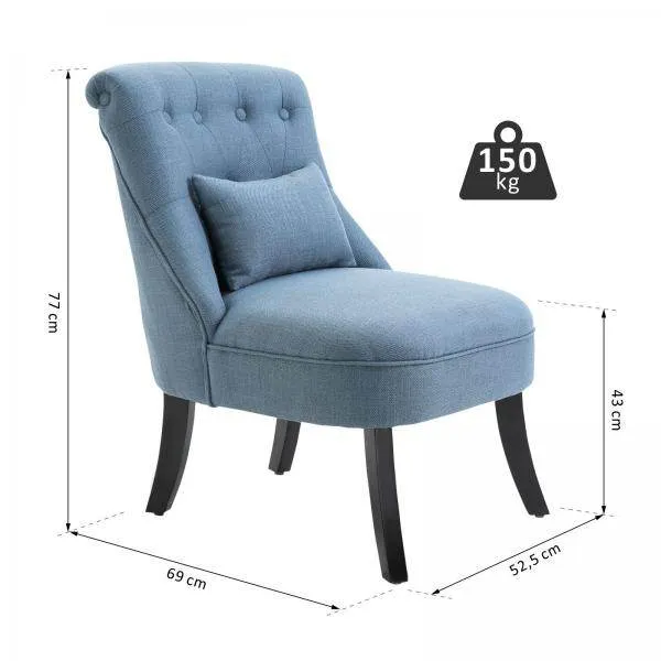 Poltrona relax con cuscino schienale Poltrona TV Poltrona Piedini rialzati Lino Blu