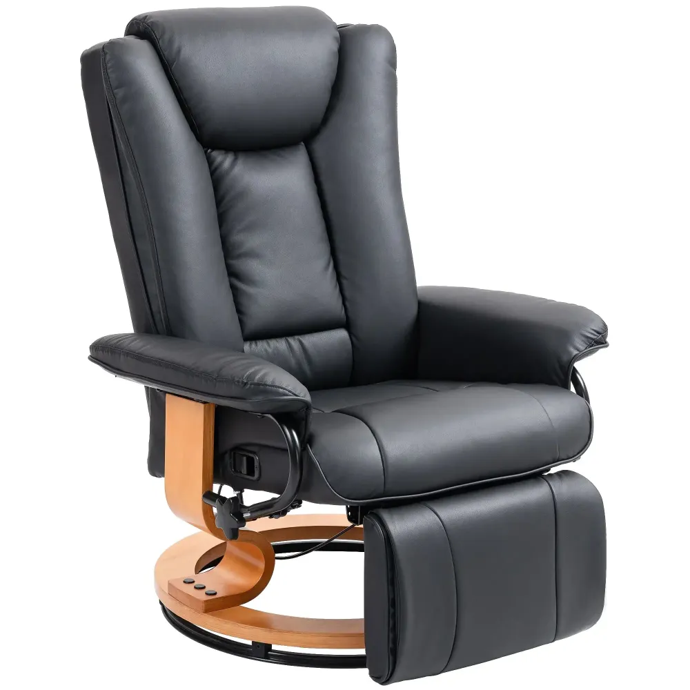 Poltrona relax con funzione reclinabile, girevole fino 150 kg, nera, 78x88x103 cm